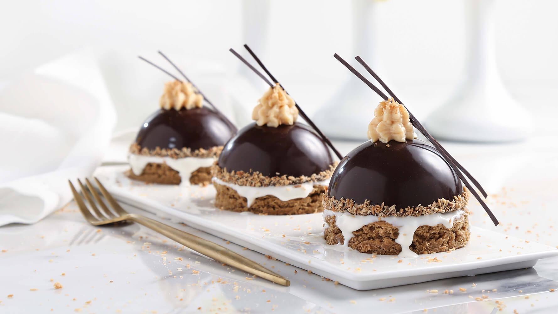 Coffee Chip Ice Cream Sandwiches with Chocolate Domes
